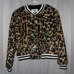 JACK‎ By BB Dakota Leopard Faux Fur Bomber Jacket